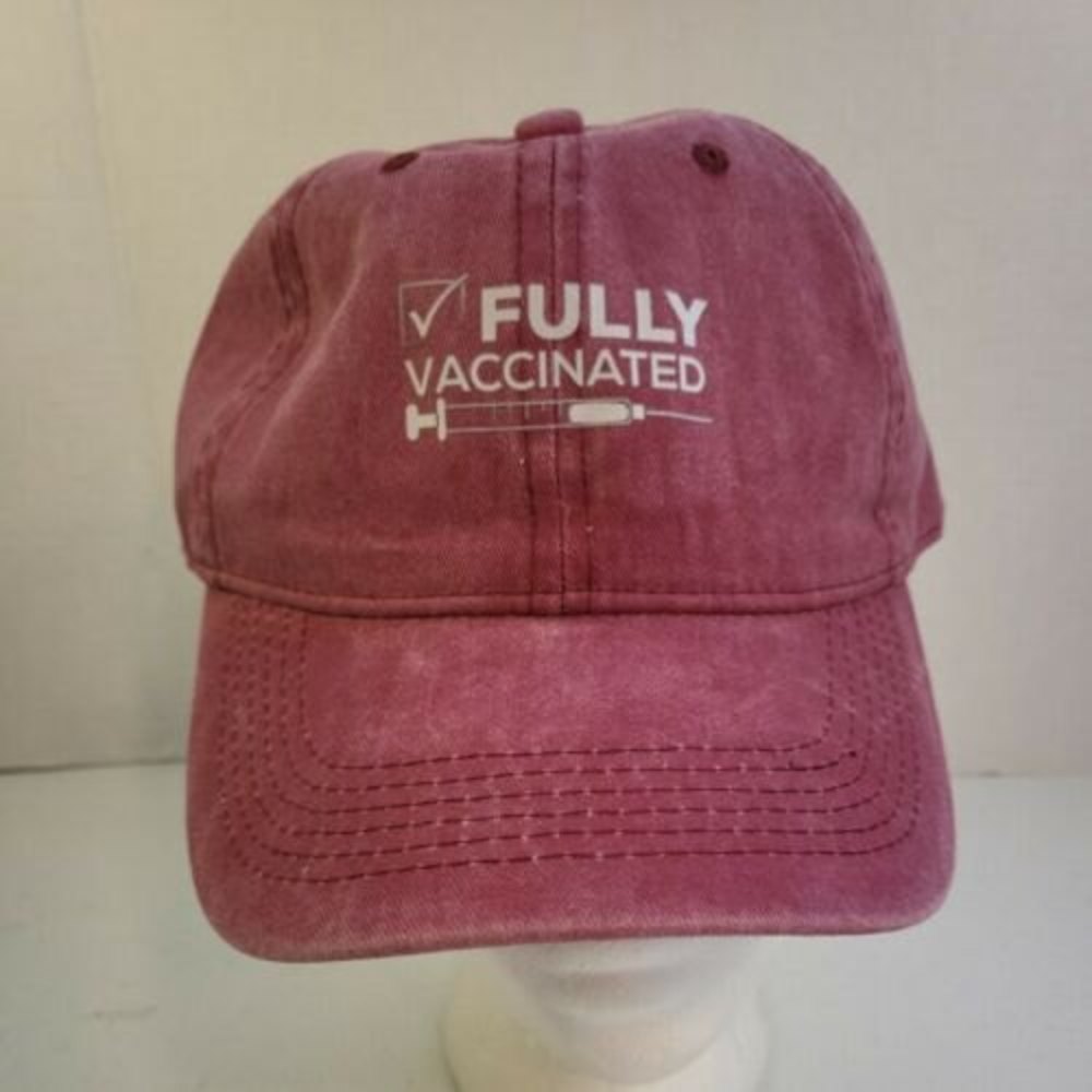 Fully Vaccinated Red Washed/Faded Look New Without Tags Adjustable Hat